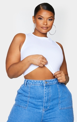 PLT Plus - Débardeur blanc côtelé à dos nageur, Blanc