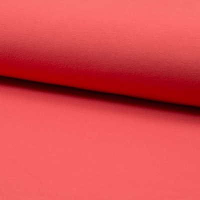 Tissu molleton sweat french terry coton bio uni rose corail
