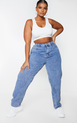 PRETTYLITTLETHING Plus - Jean mom effet vintage, Vintage Wash precio