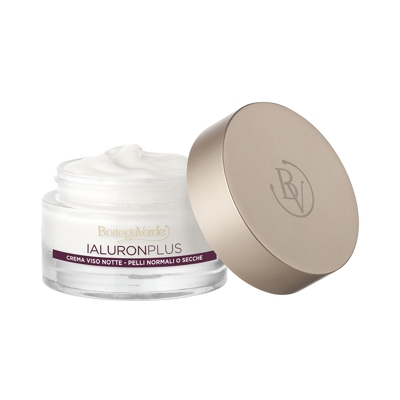 Ialuron Plus - Crema facial noche supernutriente antiarrugas con microesferas de ácido hialurónico, Lipex® L'sens y flores blancas