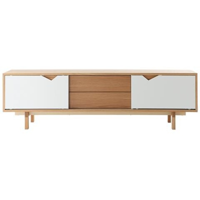 Mobiletto Tv Scandinavo Modulabile Bianco E Quercia Acoustic