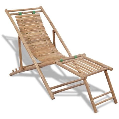 Sedia a Sdraio in Bambù con Poggiapiedi