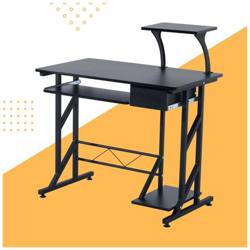 Scrivania Per Computer Acciaio E Legno Con Cassetto E Ripiano Tastiera Estraibile en oferta