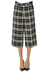Checked print cropped trousers características