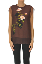 Silk top with tulle en oferta