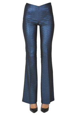 Metallic effect fabric trousers