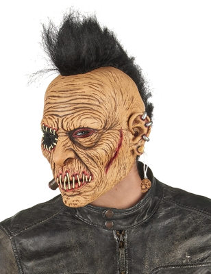 Maschera in latex punk con cresta per adulto