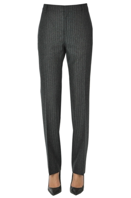 Pinstriped wool trousers