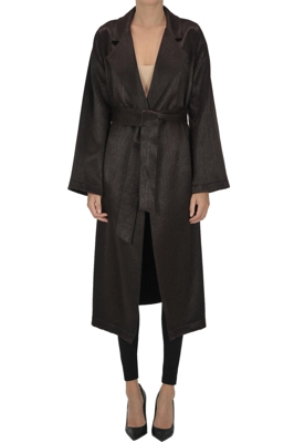 Haircalf effect fabric coat