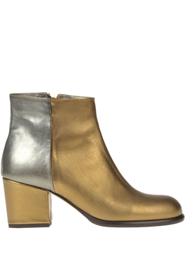 Metallic effect leather ankle-boots