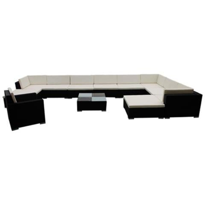 Set 35 Pz Seduta Da Giardino Mobile Polirattan Nero