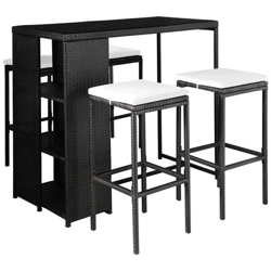 Set Da Bar Da Giardino 9 Pz In Polyrattan Nero E Bianco Crema en oferta