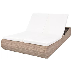 Lettino Prendisole Per 2 Persone In Polirattan Grigio / beige precio