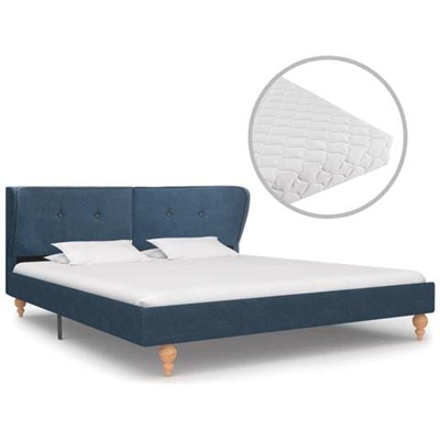 Letto Con Materasso Blu In Tessuto 180x200 Cm