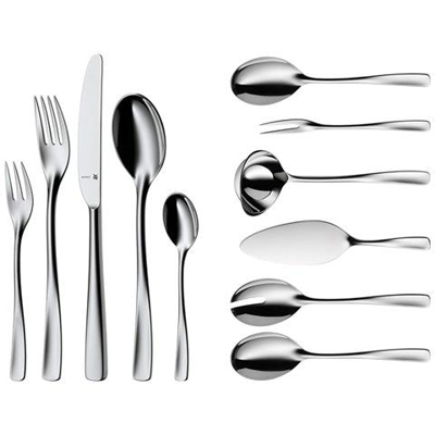 Set Di Posate Ambiente Per Più Persone, Costituito Da Diversi Elementi, Acciaio Inox, Grigio Acciaio, 66-teilig