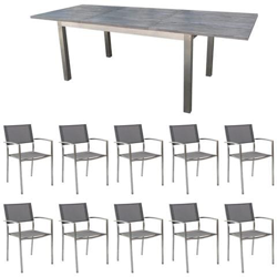 Jupiter - Set Tavolo In Teak E Acciaio Cm 200/300 X 95 X 75 H Con 10 Sedute en oferta