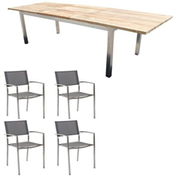 Jupiter - Set Tavolo In Teak E Acciaio Cm 160/240 X 90 X 75 H Con 4 Sedute características