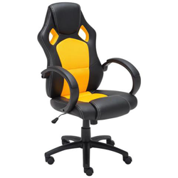 Sedia Gaming da Ufficio Fire in Similpelle Carico Max 120 kg I Poltrona Racing Imbottita Regolabile 5 Ruote I Poltrona Sportiva Girevole Giallo características
