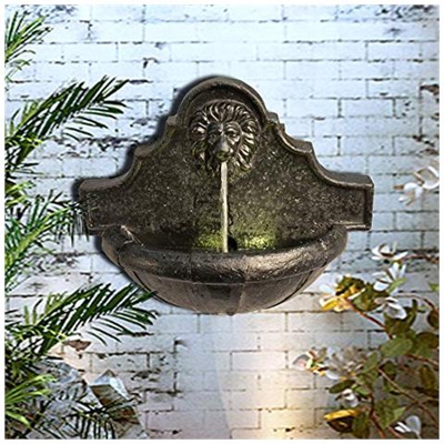 - Fontana Da Parete Da Esterno Testa Di Leone Con Luce A Led Vfd8433-eu--21cm X 56cm X 46cm
