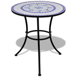 Tavolo In Ceramica Con Mosaico 60 Cm Blu / bianco características