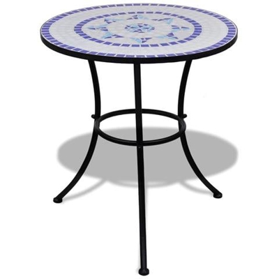 Tavolo In Ceramica Con Mosaico 60 Cm Blu / bianco