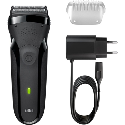 Series 3 300 s Rasoio Elettrico Ricaricabile, Rasoio Da Barba Per Uomo, Nero