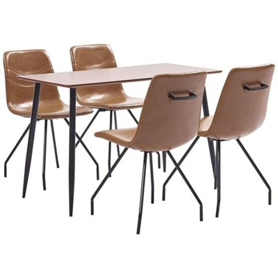 Set Sala Da Pranzo 5 Pz Similpelle Cognac