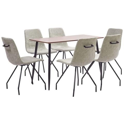 Set Sala Da Pranzo 7 Pz In Similpelle Grigio