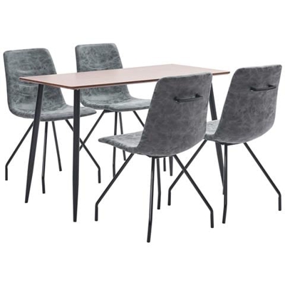 Set Sala Da Pranzo 5 Pz In Similpelle Nero