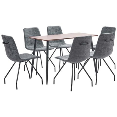 Set Sala Da Pranzo 7 Pz In Similpelle Nero