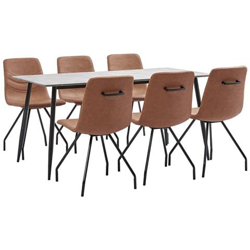 Set Sala Da Pranzo 7 Pz In Similpelle Marrone en oferta