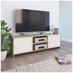 Mobile Tv Bianco E Rovere Sonoma 120x30x37,5 Cm In Truciolato en oferta