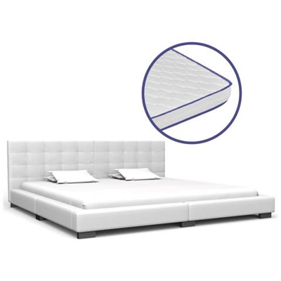 Letto Con Materasso Memory Foam Bianco In Similpelle 180x200
