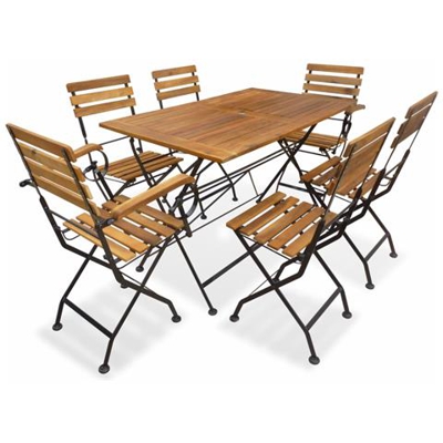 Set Da Pranzo Per Esterni 7 Pz In Legno Di Acacia