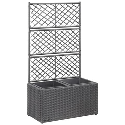 Letto Rialzato A Traliccio 2 Vasi 58x30x107 Cm Polyrattan Nero