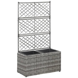 Letto Rialzato A Traliccio 2 Vasi 58x30x107cm Polyrattan Grigio en oferta