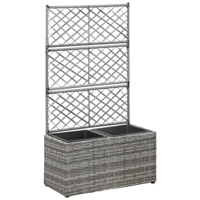 Letto Rialzato A Traliccio 2 Vasi 58x30x107cm Polyrattan Grigio