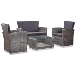 Set Divani Da Giardino 4 Pz Con Cuscini In Polyrattan Grigio en oferta