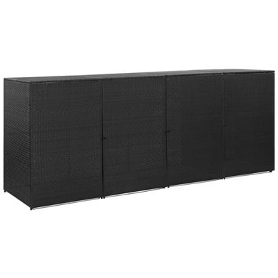 Copribidone Quadruplo Spazzatura Nero 305x78x120 Cm Polyrattan