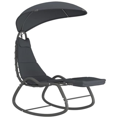 Dondolo Da Giardino Grigio 160x80x195 Cm In Tessuto