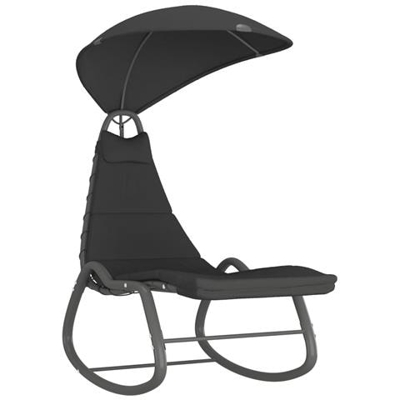 Dondolo Da Giardino Nero 160x80x195 Cm In Tessuto
