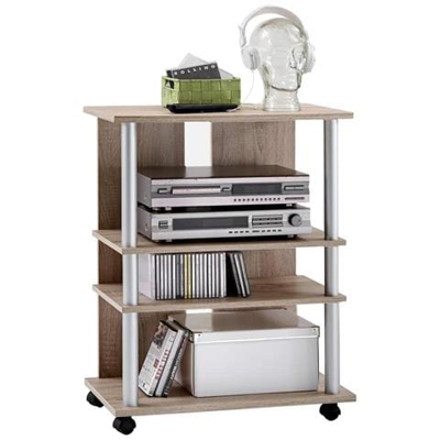 Scaffale Per Tv / hi-fi Con 3 Scomparti 65x40x79,2 Cm In Rovere