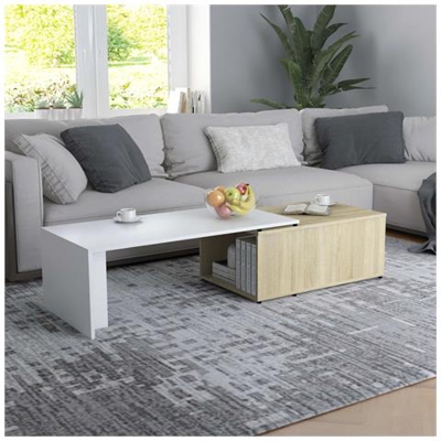 Tavolino Da Caffè Bianco Rovere Sonoma 150x50x35 Cm Truciolato