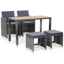 Set Da Pranzo Da Giardino 5 Pz Polyrattan E Acacia Antracite características