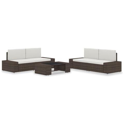 Set Divani Da Giardino 5 Pz In Polyrattan Marrone