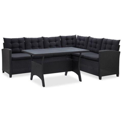 Set Divani Da Giardino 3 Pz Con Cuscini In Polyrattan Nero características