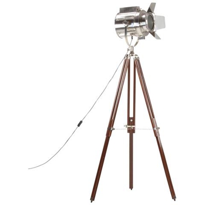 Lampada A Treppiede A Pavimento Legno Massello Di Mango 180 Cm