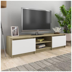 Mobile Tv Bianco E Rovere Sonoma 140x40x35,5 Cm In Truciolato en oferta