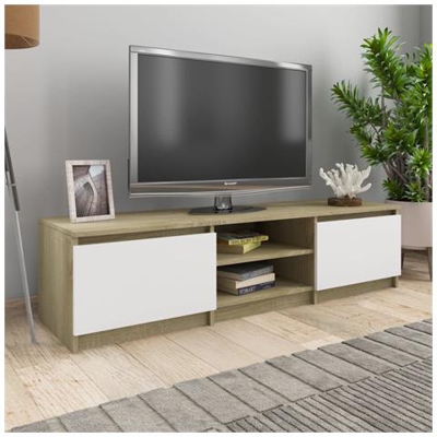 Mobile Tv Bianco E Rovere Sonoma 140x40x35,5 Cm In Truciolato