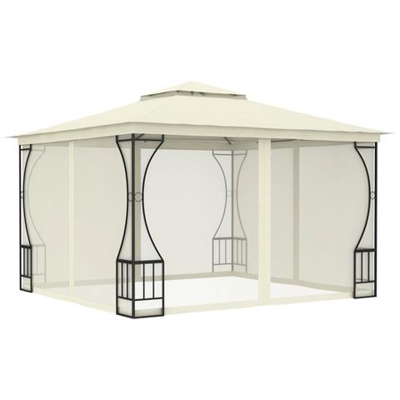 Gazebo Con Tende 300x300x265 Cm Crema